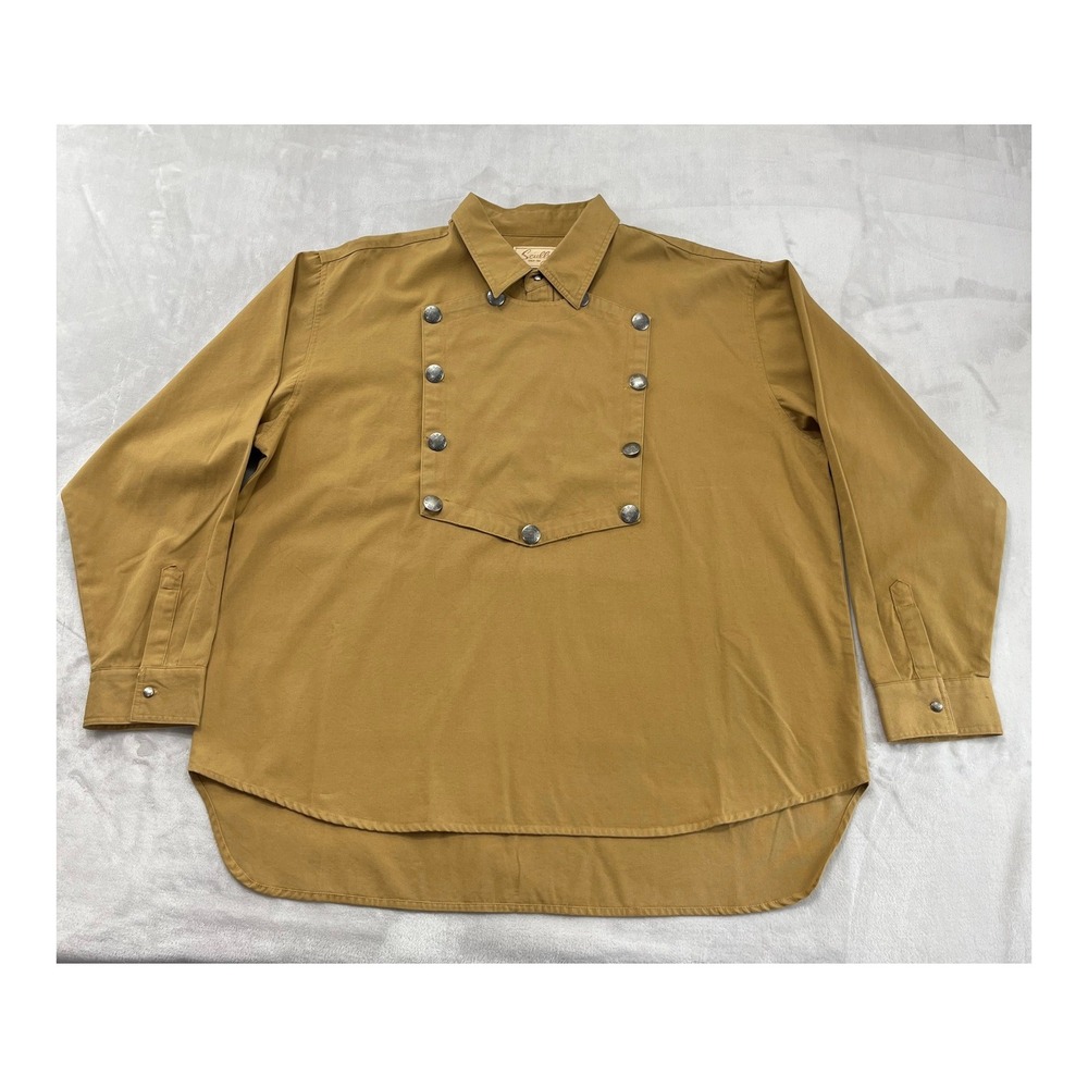 VTG Scully Bib Front Shirt Mens XXL Tan Concho Button Western Pullover RW011